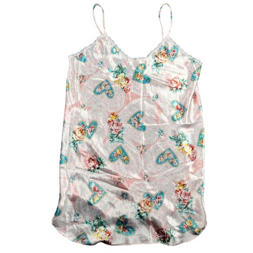 Amelia's‎ Floral Heart Lace Trim Cami Top Sleepwear Lingerie Medium